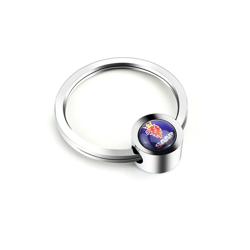 Серебристый Для SAAB 93 9-3 9-5 900 SONETT 9000 PhoeniX автомобильный брелок для ключей автомобильные аксессуары кольцо для ключей парное кольцо моделирующая эмблема брелок - Название цвета: Серебристый