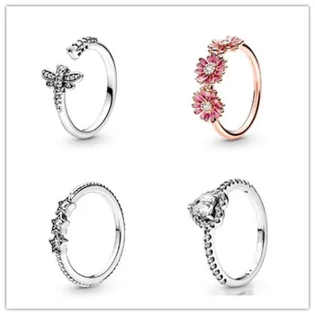 

Original 925 Sterling Silver Ring Elevated Heart Ring With Crystal For Women Wedding Party Gift Pandora Jewelry