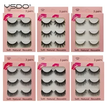 YSDO, 3 пары, 3d норковые ресницы, ресницы для наращивания, объемные ресницы, макияж, норковые ресницы, натуральные длинные накладные ресницы, cilios maquiagem