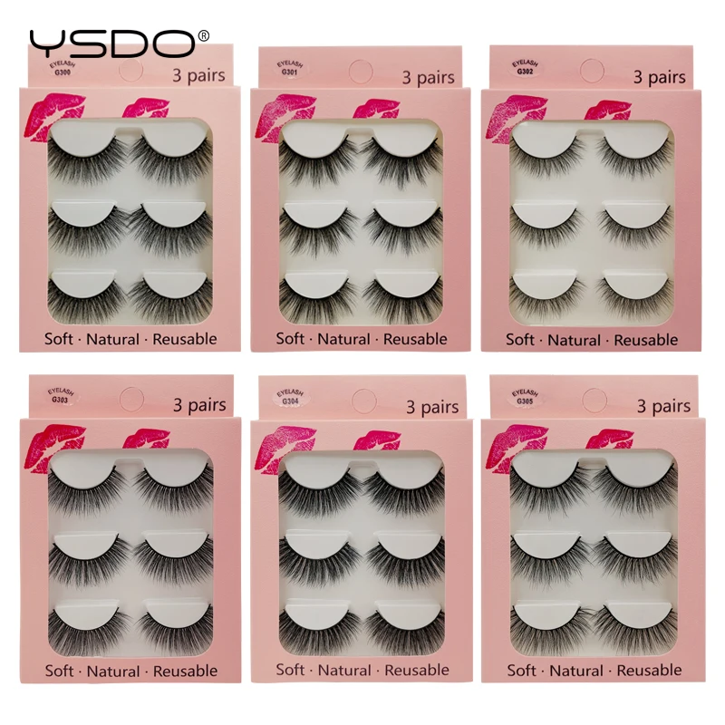 

YSDO 3 pairs 3d mink lashes eyelash extension volume lashes makeup mink eyelashes natural long false eyelashes cilios maquiagem