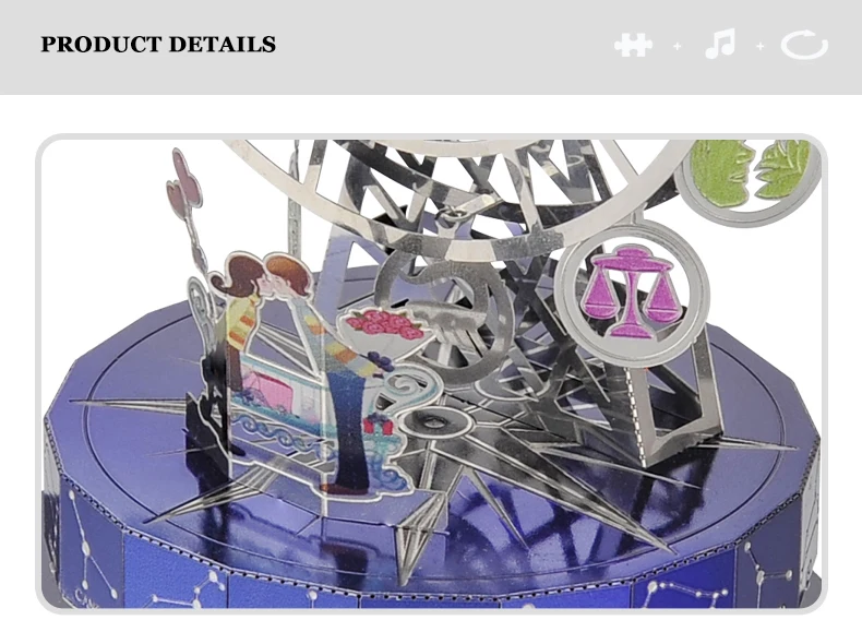 3D металлическая головоломка Музыкальная шкатулка с замком в небе музыкальное Созвездие взаимное воздействие тема DIY Собранная Модель Коллекция детей