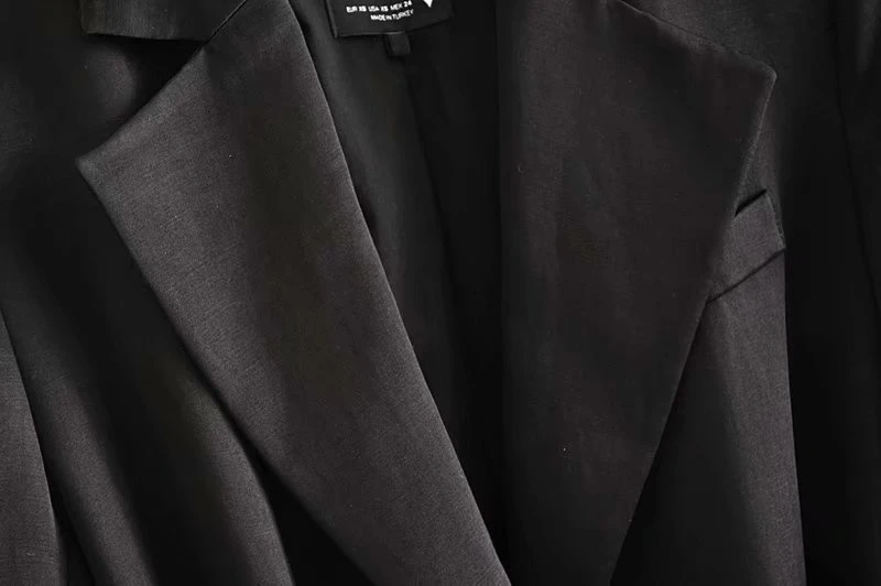 Черный Длинный блейзер, Женский атласный пиджак с поясом, Женский офисный Блейзер, осень, пальто большого размера