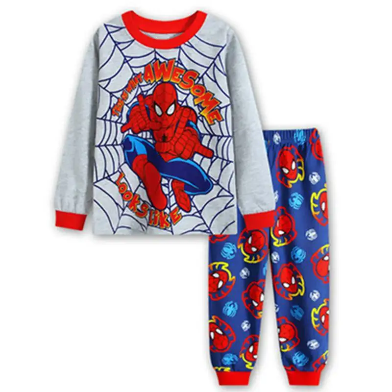 Новые детские пижамы пижамный комплект с длинными рукавами и рисунком для мальчиков и девочек, детские пижамы, Детский костюм с героями мультфильмов одежда для сна - Цвет: Тёмно-синий