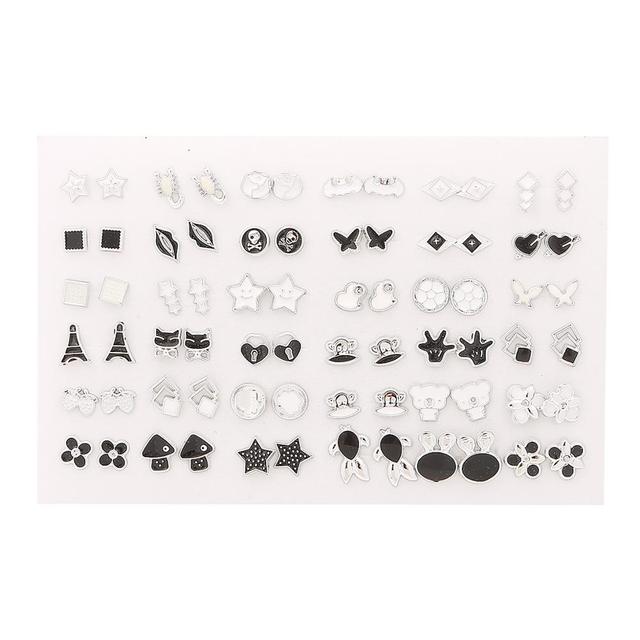 Women Plastic Crystal Small Stud Earrings Set Girl Heart Star Animal Moon Crown Sun Flower Earring Brincos Jewelry