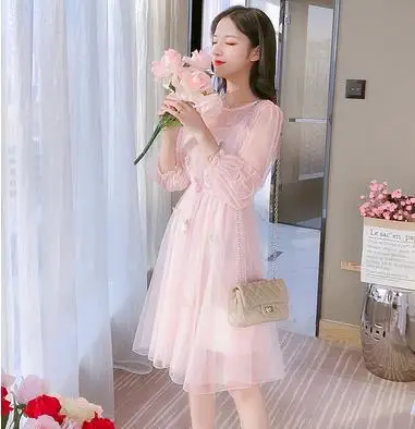 Летние сетчатые Детские платья для девочек, платье с цветочным принтом и бабочкой для девочек на свадьбу, платье для подростков, Vestidos, винтажное детское платье для девочек - Цвет: Розовый