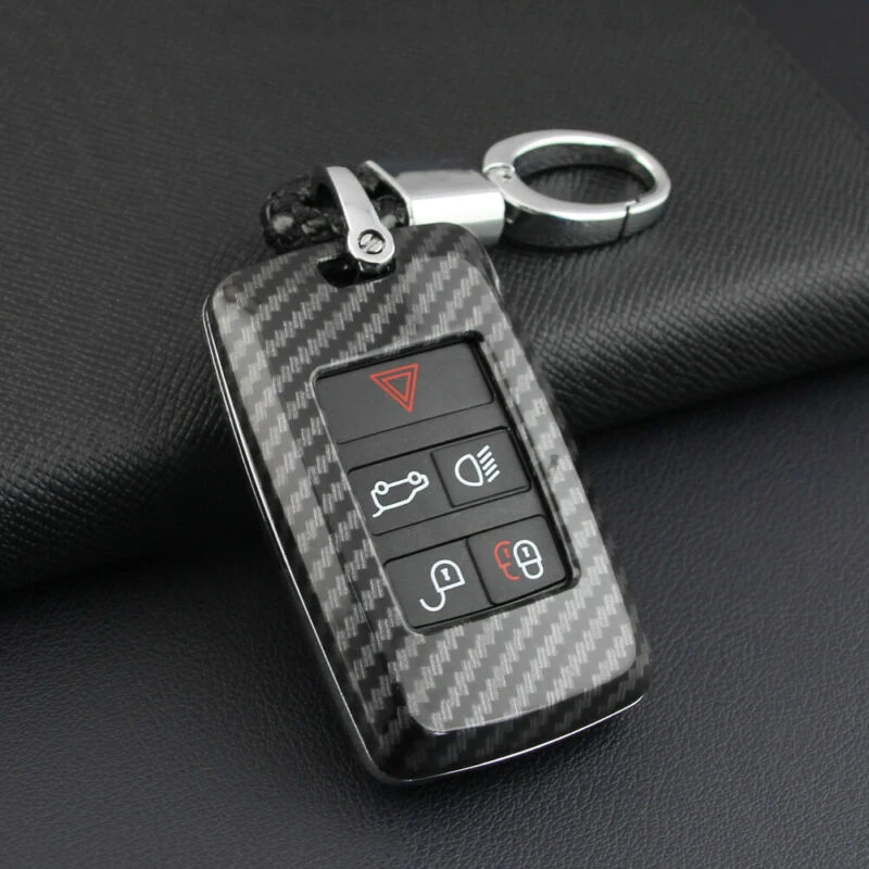 

1pc Car Key Case Keychain Carbon fiber ABS Plastic Cover For Range Rover Sport 2018-2019 Polished Useful Practical