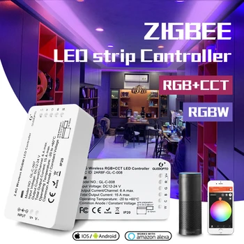 

GLEDOPTO DC12-24V RGB+CCT/rgbw Zigbee smart LED strip Controller Voice control work with Echo plus smartThings ZIGBEE 3.0 HUB