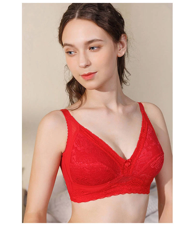 Women's Full Coverage Lace Wireless Non Padded Cotton Bra Plus Size 32 34 36 38 40 42 44 B C D E F G