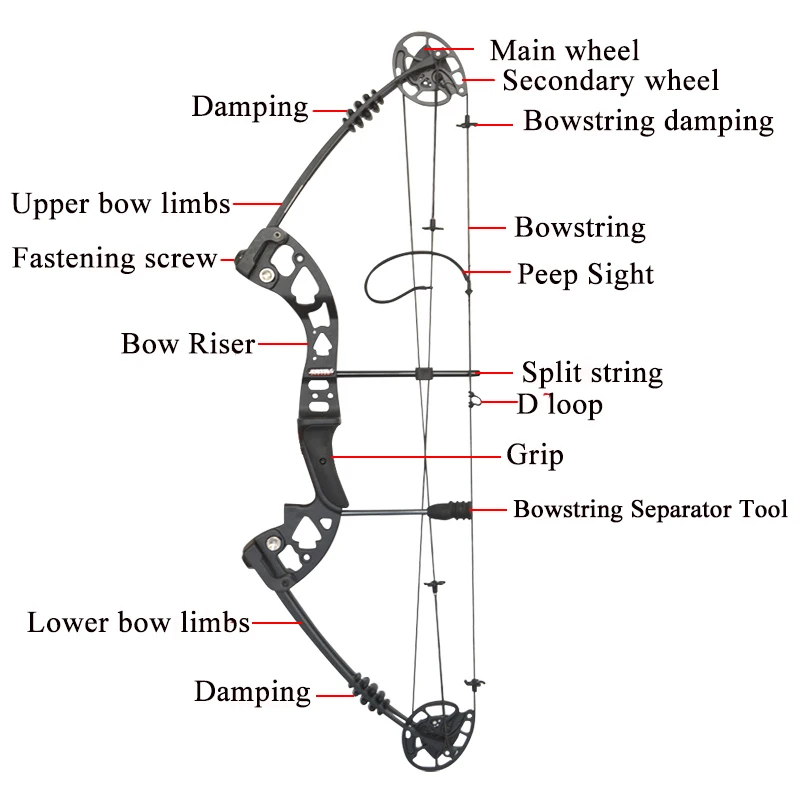  1Set Archery 30-55lbs Compound Bow 38Inch Adjustable Pulley Bow For Outdoor Hunting Shooting Traini