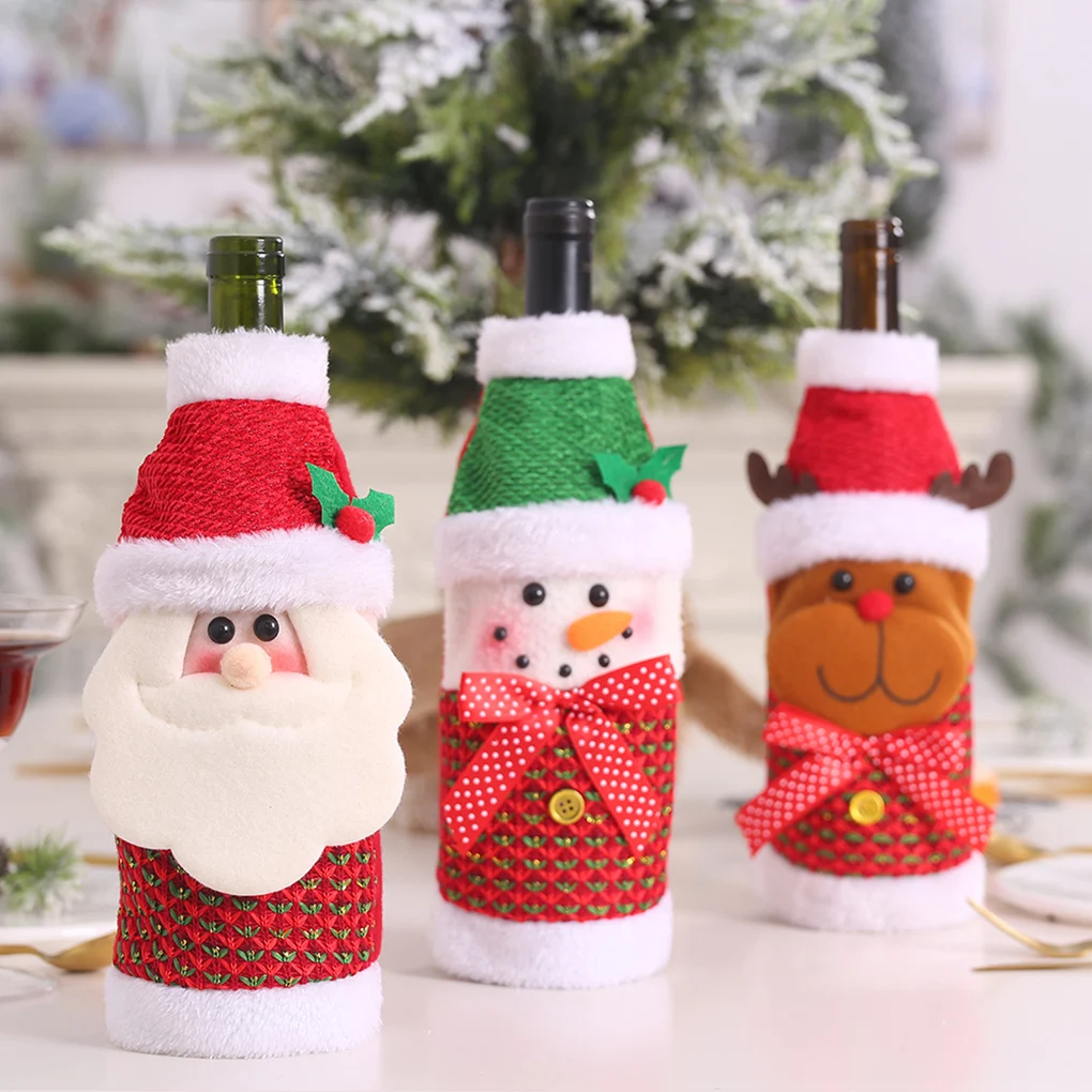 Санта Клаус Снеговик бутылка вина крышка мультфильм Рождественская бутылка рукав Домашняя вечеринка, праздник украшения
