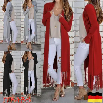 

Women Retro Tassel Cardigan Jacket Outerwear Tops Autumn Sweater Coat Kimono Autumn Clothes