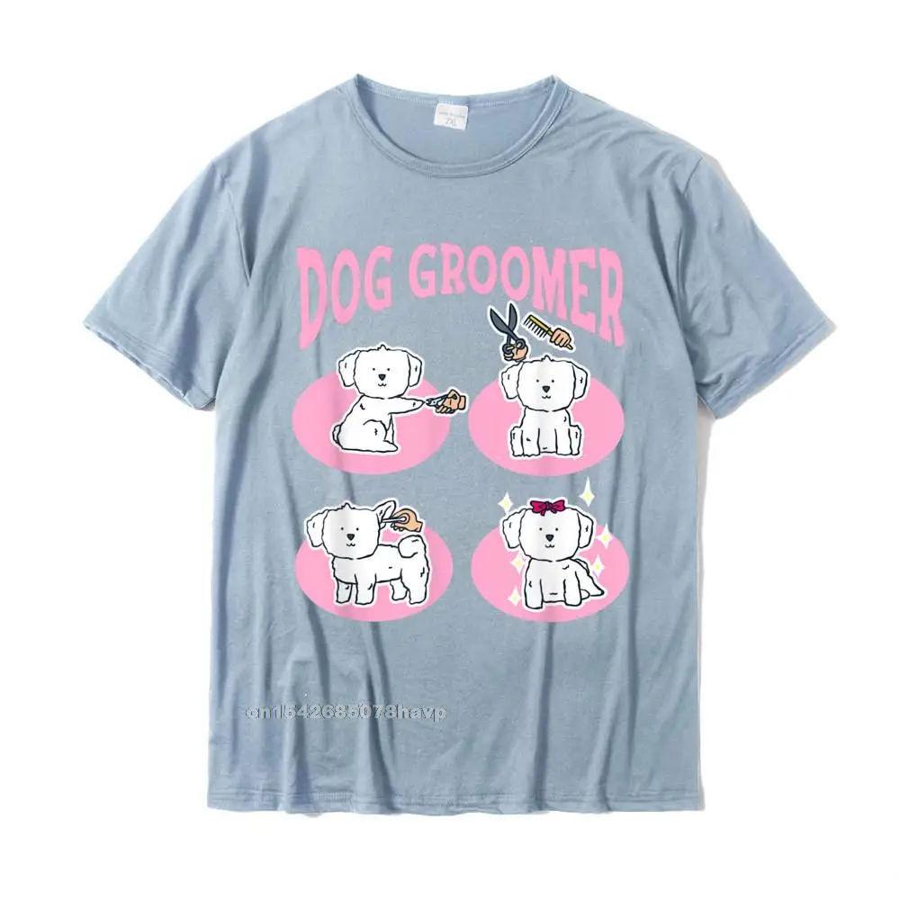Camisa Top T-shirts comfortable Short Sleeve Discount Round Collar 100% Cotton Tops Shirts Tops Shirts for Men Summer/Autumn Maltese Puppy Dog Girl Cute Pet Grooming Spa Dog Groomer T-Shirt__1392. light