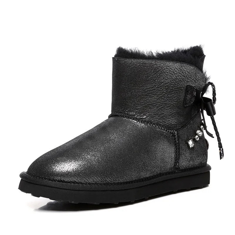 Fashion 2020 Natural Wool Shoes Women Real Sheepskin Women's Winter Woman Snow Boots Genuine Sheepskin Women Boots Women Shoes