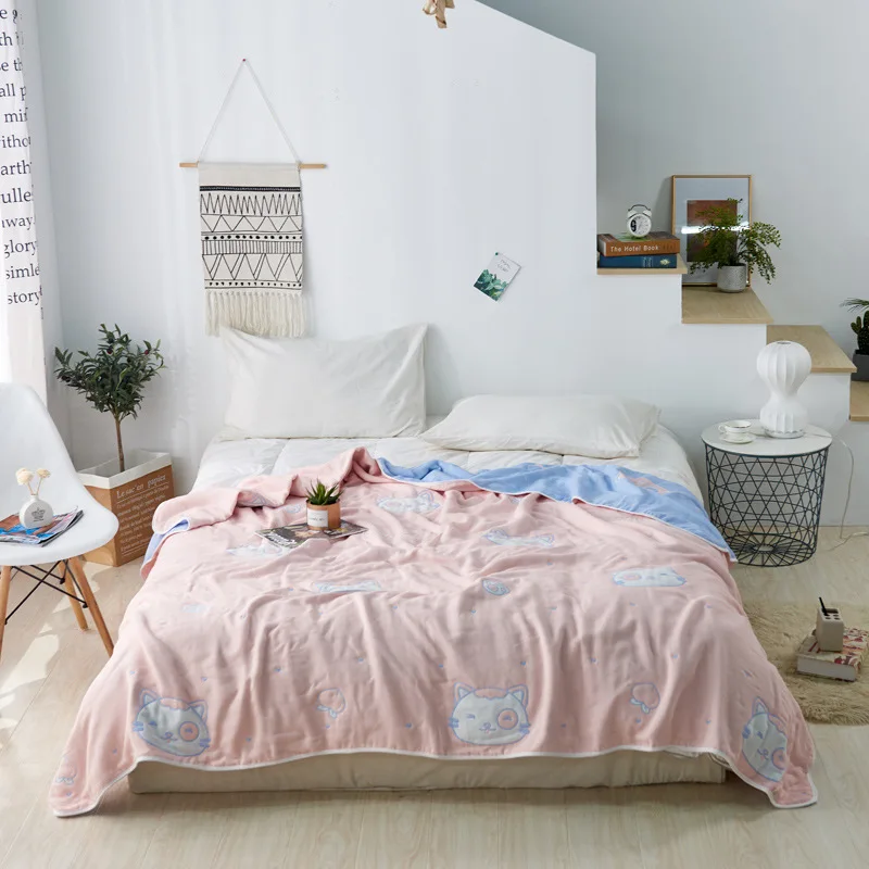 Новое хлопковое Марлевое одеяло летнее полотенце с мультяшными животными для