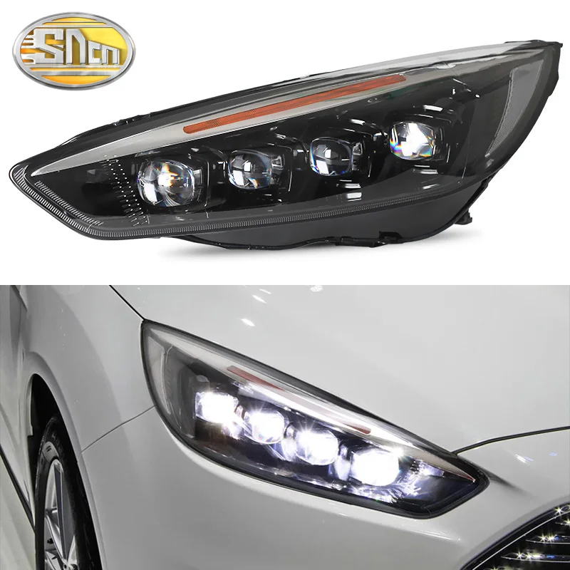 2PCS head light for Ford Focus III 3 MK3 2015 2016 2017 2018 headlight all in LED headlamp with Yellow turn signal | Автомобили и
