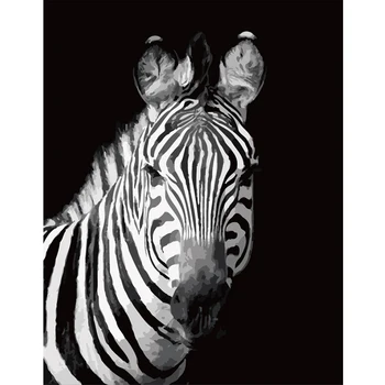 

Painting By Numbers DIY Dropshipping 40x50 60x75cm Cute Black and White Zebra Animal Canvas Wedding Decoration Art Picture Gift