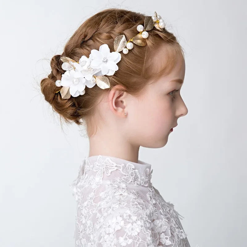 Children's headpiece Flower Girl Wedding Hair Accessories for women Crown Wreath Girls Birthday Performance Headbands 2pc princess crowns and tiaras for little girls crystal princess crown baroque vintage birthday wedding flower halloween cosplay