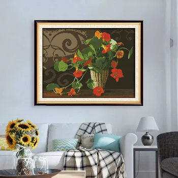 

Morning glory counted 11 14CT Cross Stitch Set DIY Chinese flowers Cross-stitch Kit Embroidery Needlework Home Decor Gift giving