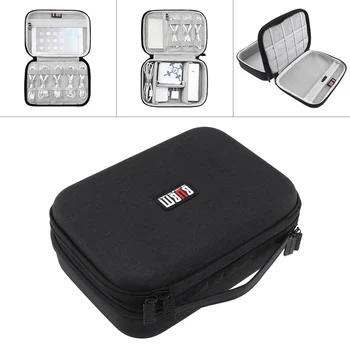 

1 Pc Black Double Layer Anti-shock Portable Travel Multi-function Tablet Headset Charger EVA Simple Digital Storage Bag