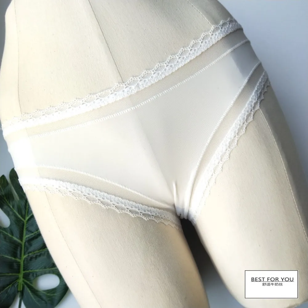 3 Pcs/lot New seamless lace edge comfortable in a solid color middle waist student ice silk ladies LVFAN BS008