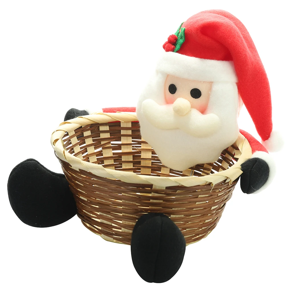 Christmas Candy Storage Basket Santa Snowman Animal Cartoon Gift Fruit Holder Xmas Decoration Container Storage Basket