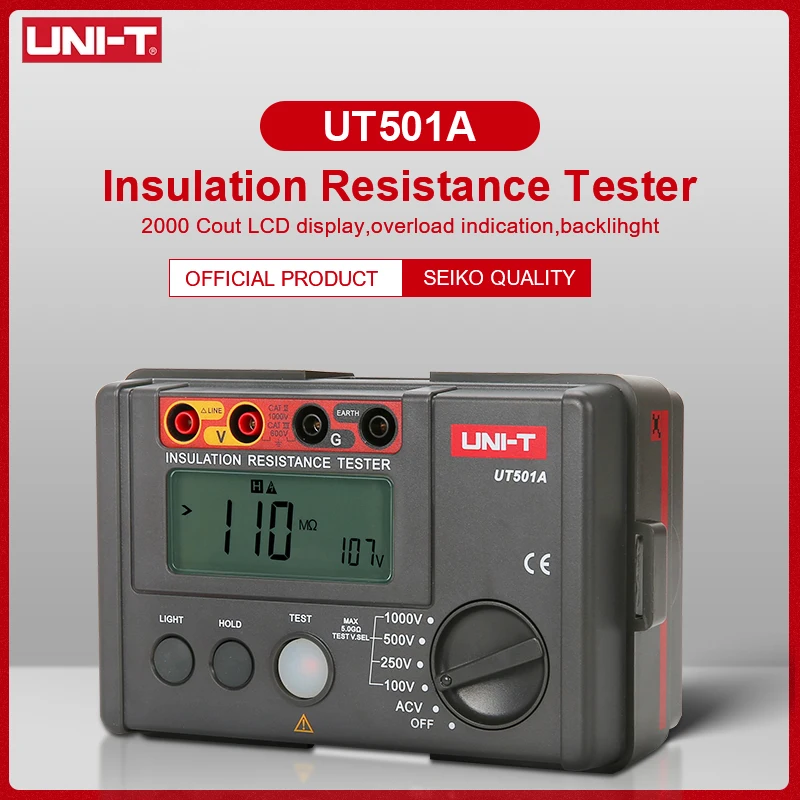 Uni-T UT501A 1000V megger Insulation earth ground resistance meter Megohm Tester 