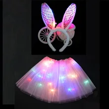 Светодиодный светящийся светильник; Детские платья-пачки принцессы для девочек; одежда для детей; повязка на голову для свадебной вечеринки; костюм кролика; костюм для костюмированной вечеринки