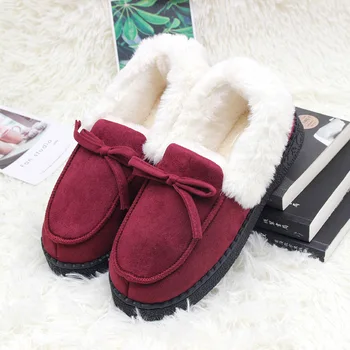 

Women Cotton Slipper Winter Family Cartoon Woman Confinement Shoe Increase Down Thickening Warm Flat Shoes