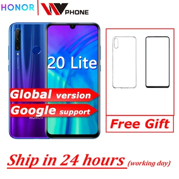 Перейти на Алиэкспресс и купить Глобальная версия honor 20 lite мобильный телефон 6,21 дюймов Android 9,0 FM разблокировка лица отпечатков пальцев Смартфон