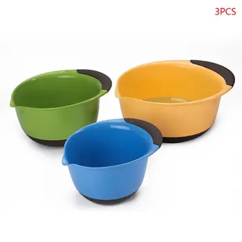 

3 Pcs/Set Reusable Portable Plastic Mixing Bowls Washable BPA Free Salad Fruit Dessert Snack Storage Organizer