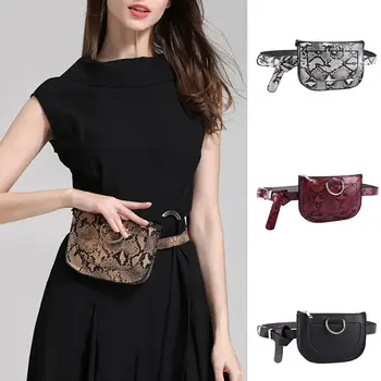 

Hot Women Snake Skin Print Zipper Faux Leather Belt Chest Bag Waist Pouch Fanny Pack