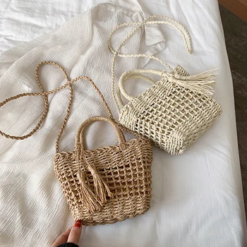 

Women Woven Straw Bags Handmade Rattan Pattern Messenger Crossbody Bags 2020 Summer Designer Beach Small Shoulder Totes Handbag