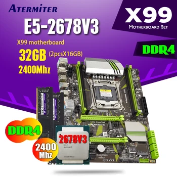 

atermiter X99 PC4 motherboard mainboard set with Xeon E5 2678 V3 CPU E5-2678V3 2pcs X 16GB = 32GB 2400MHz DDR4 desktop memory