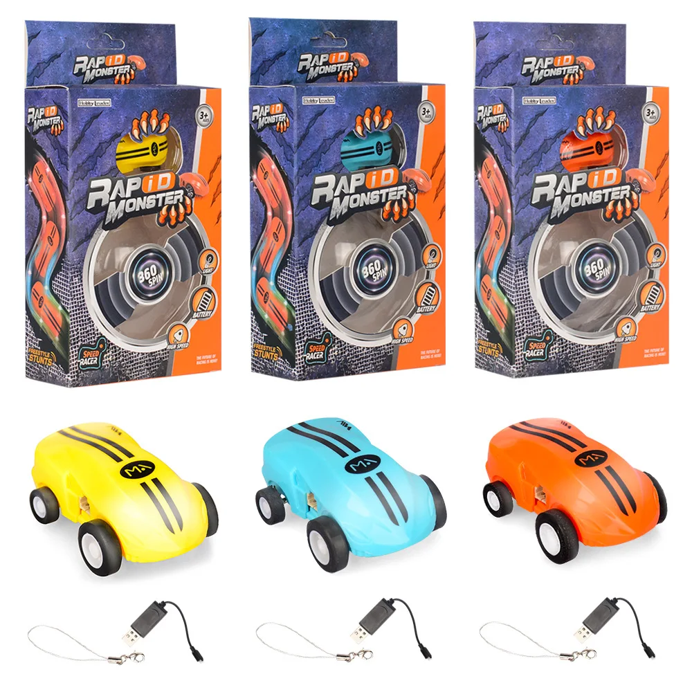 

Cross Border High-Speed Light Mini Car USB Charging CHILDREN'S Toy Car 360-Degree Rotating Stunt Race Car Model