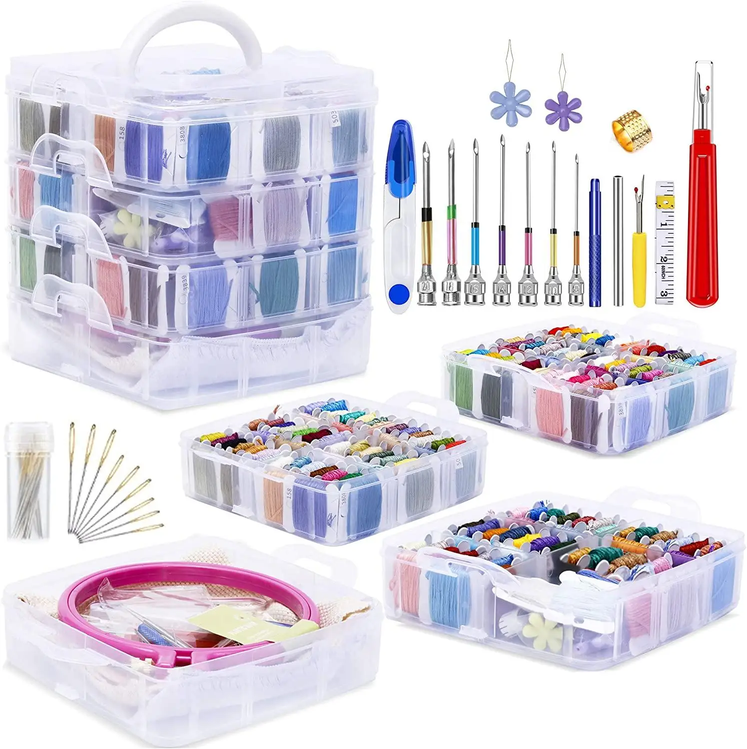 

KAOBUY 188pcs Embroidery Starter Kit Punch Needle Tool And Supplies Including Embroidery Punch Needle With Organizer Storage Box