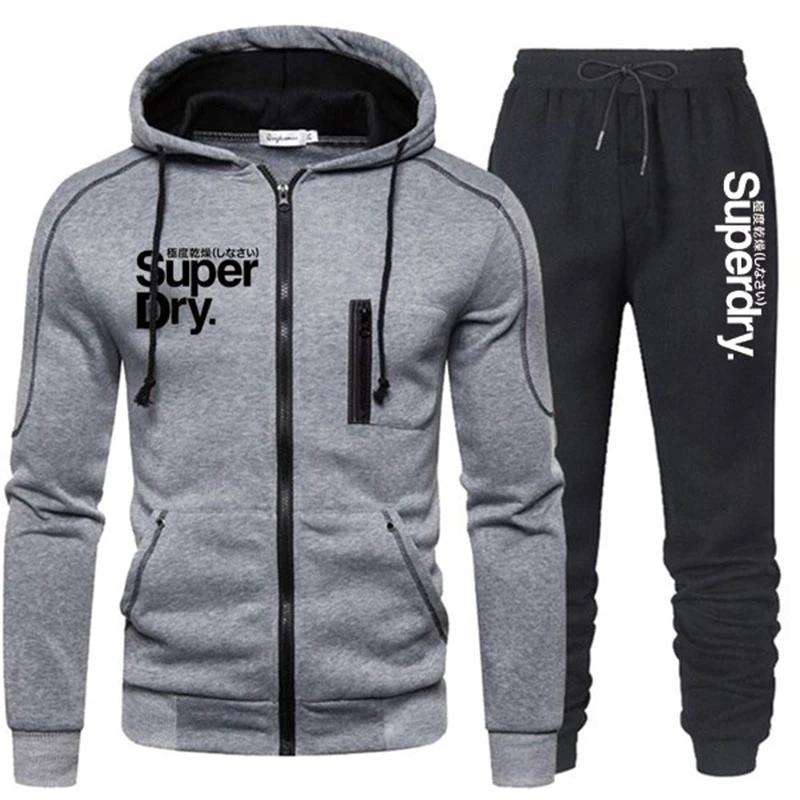 Chándal de dos piezas para Hombre, ropa deportiva, Sudadera con capucha, chaqueta y pantalón, chándal, 2020