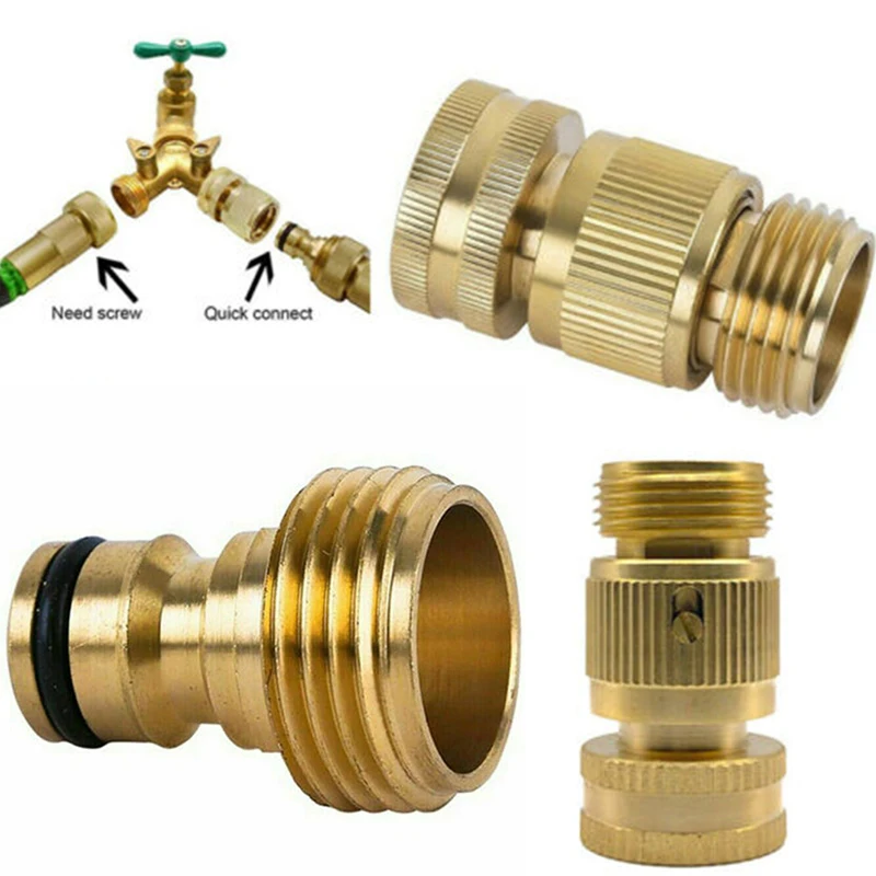 

Connector Set Garden Hose Brass 3/4' Quick Connect Water Hose Fit Female Male