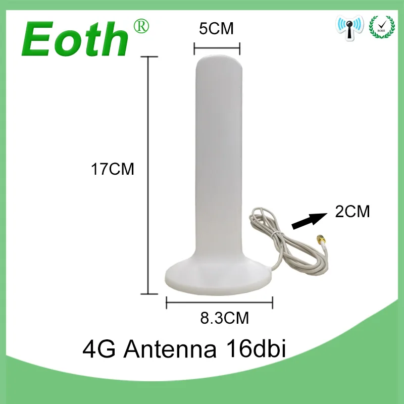 Eoth 3g 4G LTE антенна SMA 2m 3g внешняя антенна 16dBi для 4G модемного маршрутизатора+ адаптер SMA мама К CRC9 штекер/TS9 Разъем