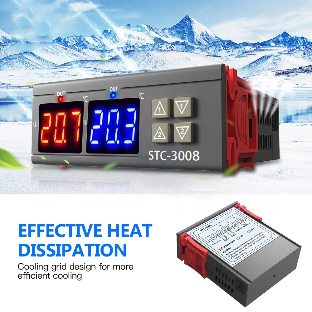 

Dual Digital Display Thermostat Temperature Regulator Temperature Controller with Double NTC Probe thermometer Thermoregulator