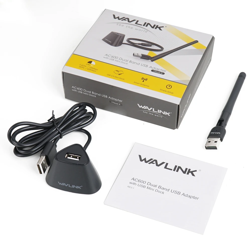 Wavlink USB wifi адаптер 5 ГГц Wi-Fi ключ 600 Мбит/с док-станцией wifi антенна длинный диапазон Ethernet для ноутбука ПК ТВ Беспроводной приемник