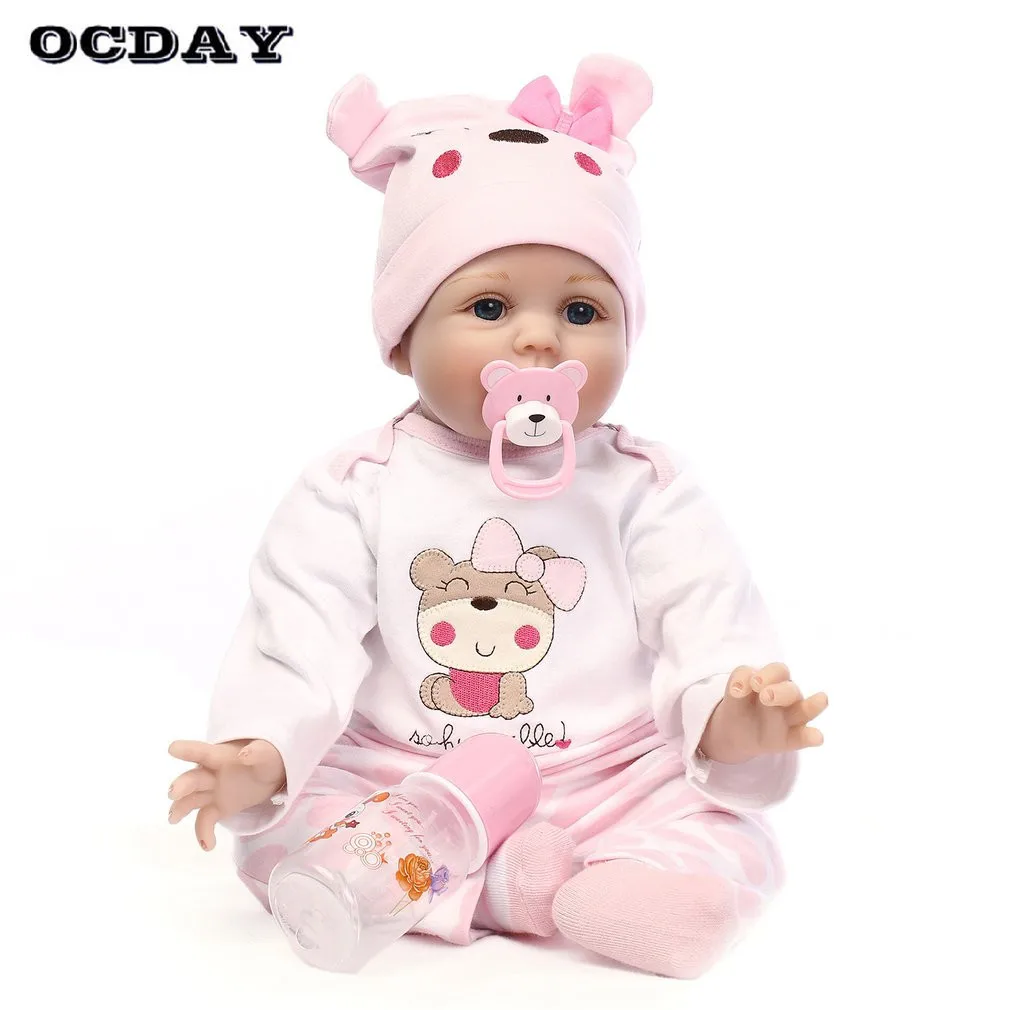 

OCDAY 55CM Silicone Reborn Baby Doll kids Playmate Xmas New Year Gift Baby Soft Vivid Toys For Girls Bouquets Doll Cute Reborn