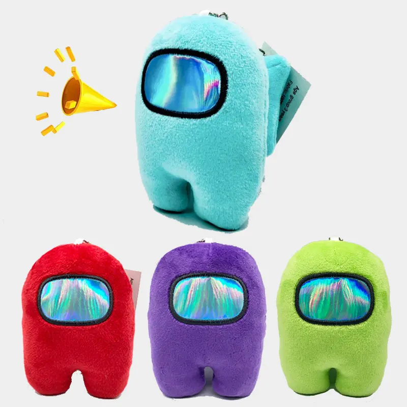 

10cm Among Us Plush Game Plush Toy KeyChains Colorful Stuffed Doll NEW YEAR Gift with Voice Red Small Among Us Plushie
