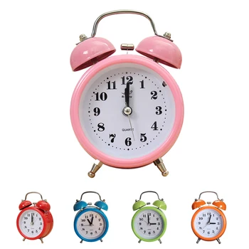 

Portable Fashion Classic Silent Double Bell Alarm Clock Quartz Movement Bedside Night Light Best Quality
