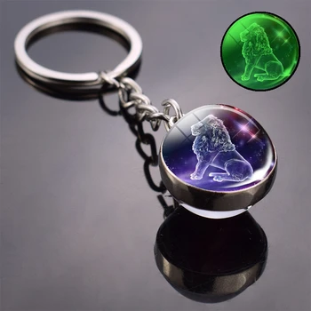 Glow The Dark Constellation Keychain Zodiac Signs Picture Double Side
