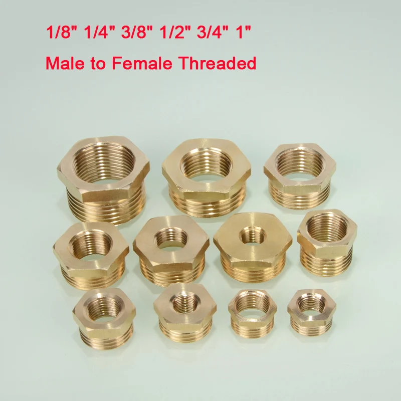 

Brass Pipe Fitting Hex Bushing Reducer Connector Copper Water Gas Adapter Coupler 1/8 1/4 3/8 1/2 3/4 1" Male to Female Threaded