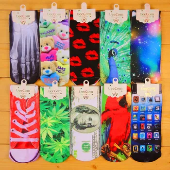 

3D Printed Cotton Socks European and American Personality Harajuku Socks Short Print Couple Socks Straight Women's Woman Socks