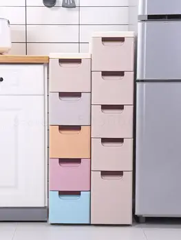 

20/30cm Slotted Receptacle Cabinet Plastic Drawer Toilet Shelf Narrow Bedside Cabinet Multi-storey Storage Cabinet