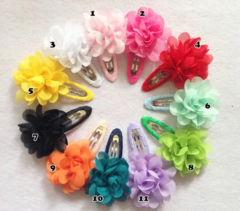 

Baby girls Little Hairpin 2"Chiffon Flower with BB clip Children Ribbon Hair accessories Girl Small Hair clips 20Pcs/lot
