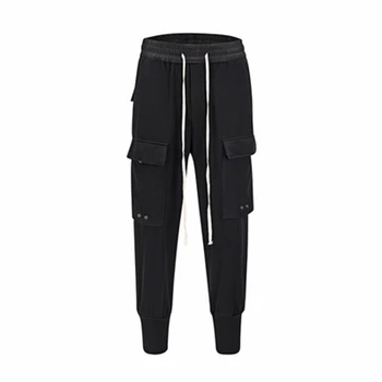 

2020 Spring Men Casual Terry Cotton Pants Loose Gothic Black Ro High Street Fashion Harem Pants Jogger Darkness Elastic Waist