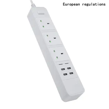 

Smart Wifi Power Strip Surge Protector plastic Multiple Sockets 4 USB Port Timer Voice Remote Control 1 Piece